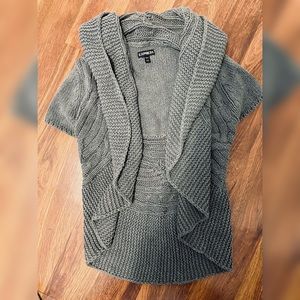 EXPRESS Cotton Waterfall Collar Open Front Short Sleeve Cardigan